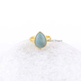 Aquamarine Gemstone Handmade Ring - Gold Plated Ring for Wife - 925 Sterling Silver Ring - Anniversary Gift Ring - Vintage Jewelry for Women